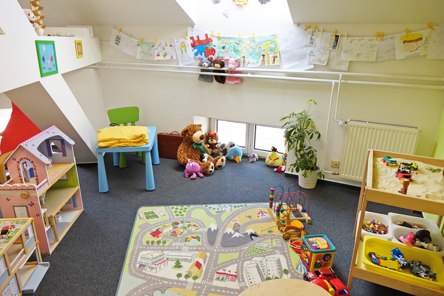 Here is the room, where we usually meet with children, we talk together about what the need. And...