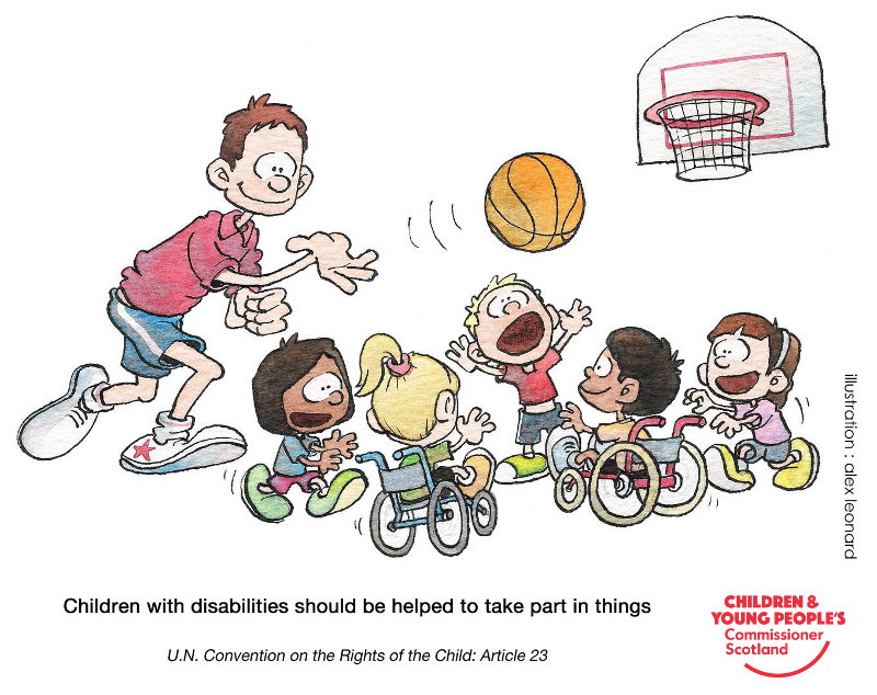 Children with disabilities should be helped to take part in things
